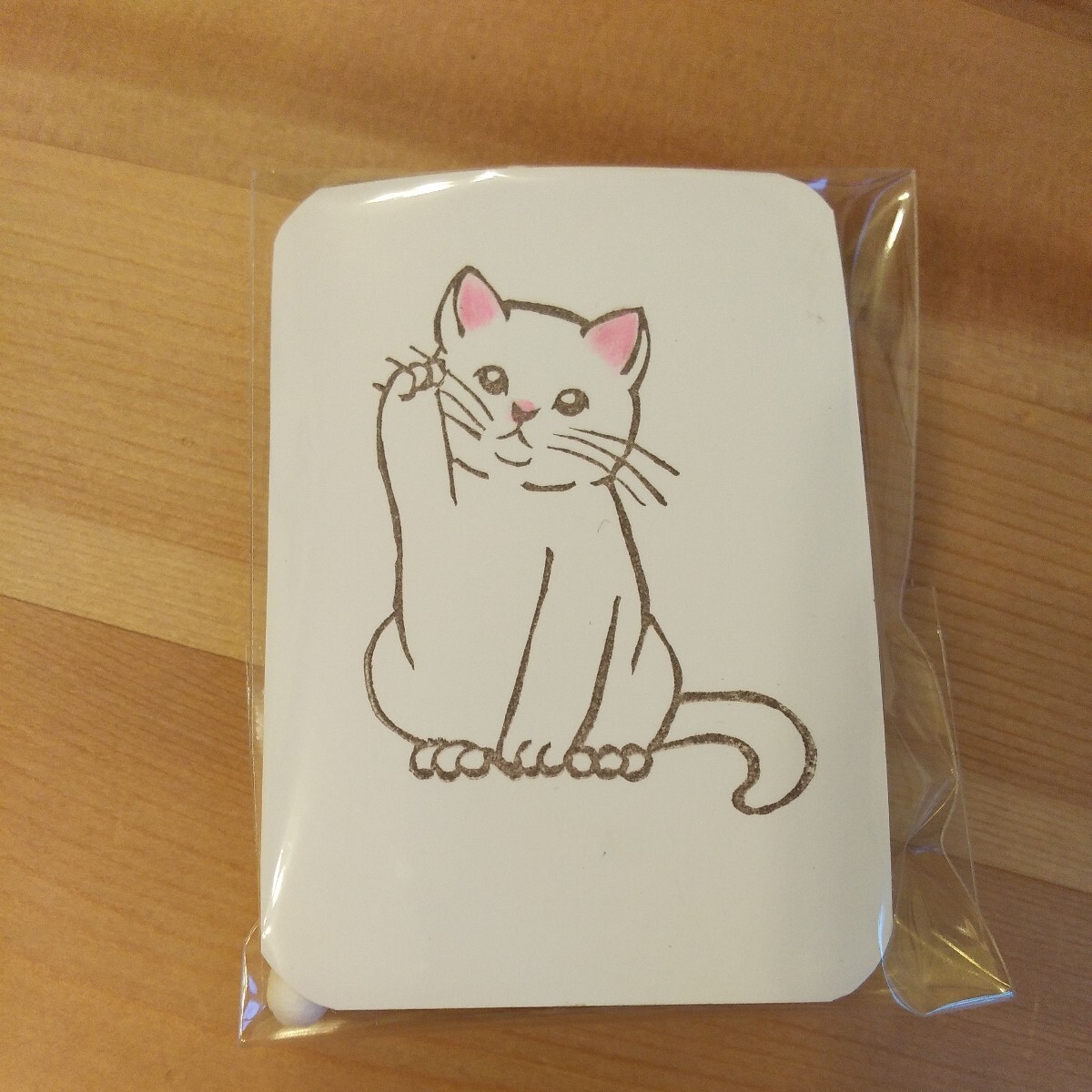 ＊★tobira★＊ 消しゴムはんこ ハンドメイド 中古《招きポーズ　猫》★葉書*御朱印*手紙*カード等に【定形外￥120】■猫のみの出品_画像4