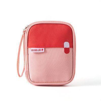 [ first-aid bag, pouch set ] home use & travel portable medicines high capacity storage bag pink 