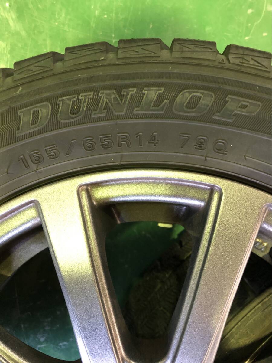 2017年製 DUNLOP ダンロップ スタットレス 165/65R14 中古タイヤ4本セット ホイール付　キャスト等_画像2