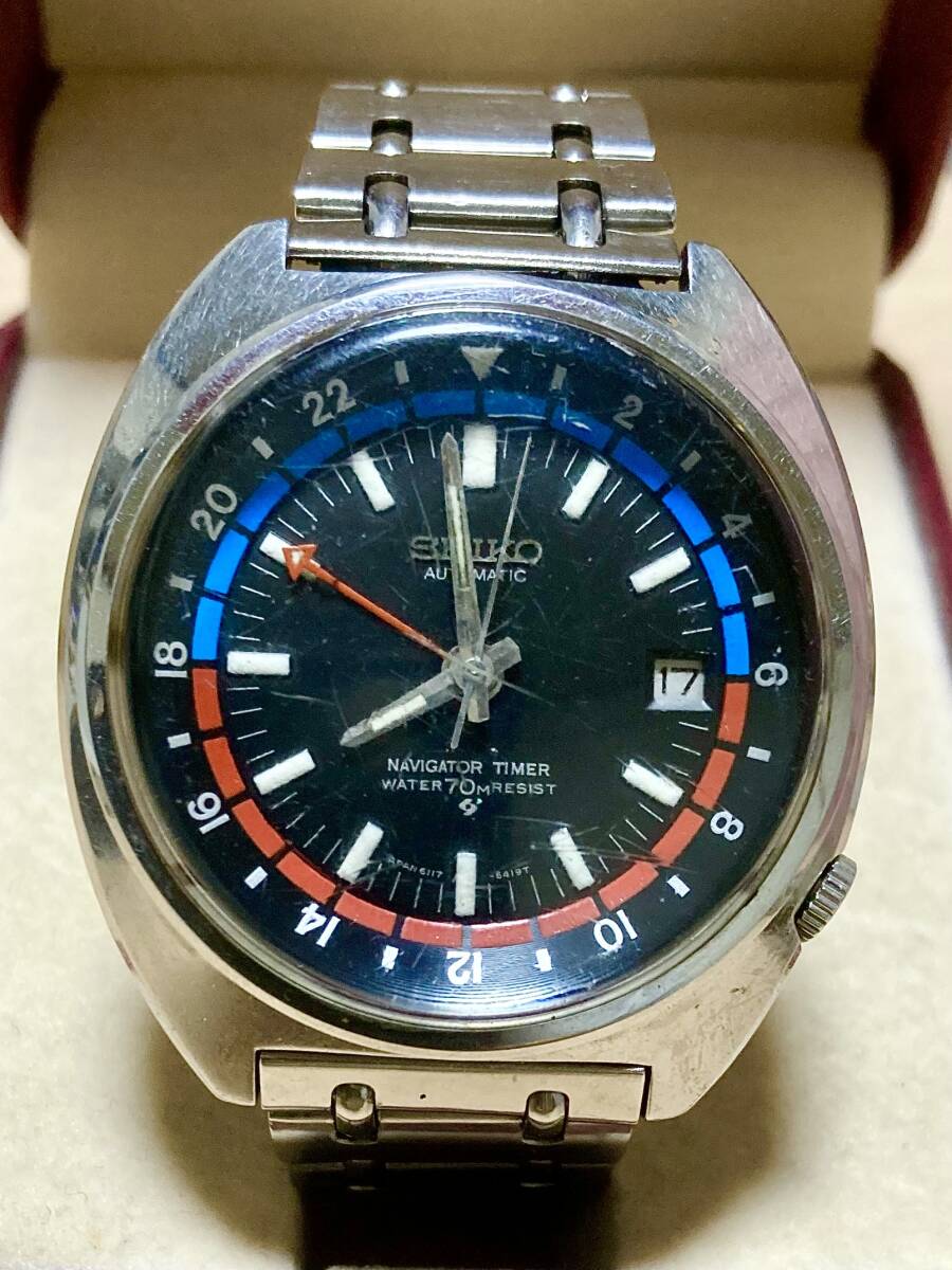 超希少品！SEIKO AUTOMATIC 6117-6410 NAVIGATOR TIMER WATER 70M RESIST _画像1