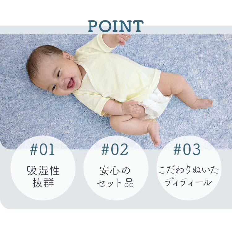 短肌着 日本製 ベビー肌着 新生児 肌着５点セット【日本製】短肌着 5枚セット 綿100% ブルー イエロー 肌着 半袖 赤ちゃん の画像3