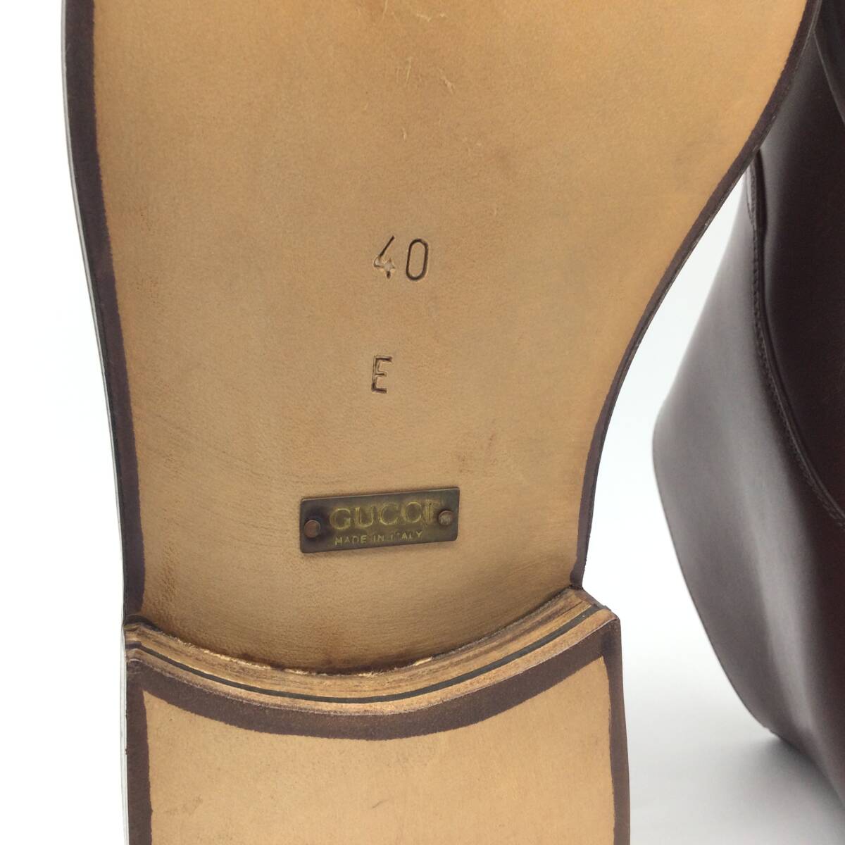 【3721】極美品 GUCCI メンズ 靴 モンクストラップブーツ ローファー革靴 カーフレザー ブラウン ビジネスシューズ 40E 約26㎝_画像9