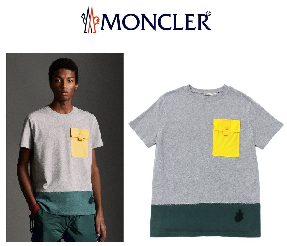 12万新品本物◆モンクレールジーニアス◆L◆JW ANDERSON 1 MONCLER パッチワーク×ステッチコットンTシャツ 男女兼用 灰 1円_画像1