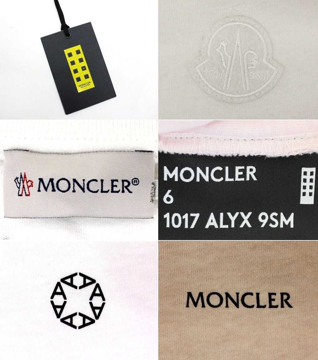 8万新品◆モンクレールジーニアス×アリクス◆M◆6MONCLER 1017 ALYX 9SM コラボ ガーメントダイ コットンロングTシャツ 白×ピンク系 1円_画像9