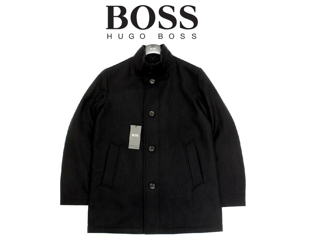 18万新品◆50=L◆BOSS ヒューゴボス ウール 中綿入りレイヤード風ハイネックフルジップジャケット 濃青『Coxtan9』1円の画像2