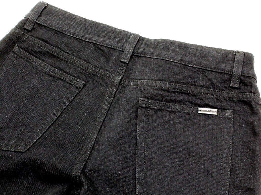 14万新品◆32◆SAINT LAURENT 黒デニムジーンズ キャロットフィットパンツ イタリア製 ㈱ケリング【サンローラン】ブラック 1円_画像7