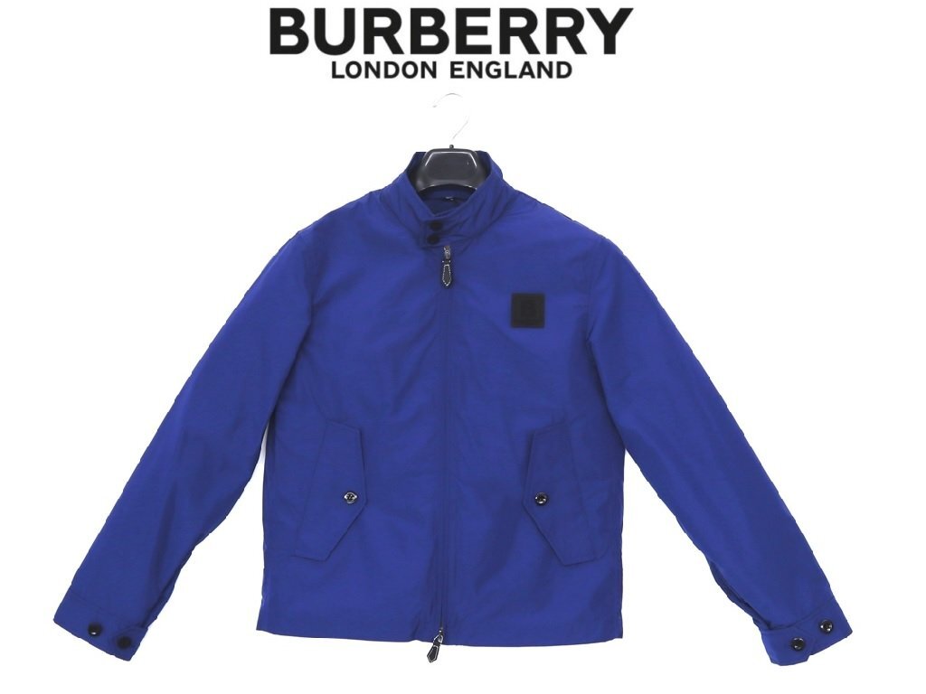 25万新品◆54=XXL◆BURBERRYバーバリー◆青 BBOXロゴ フロントジップスタンドカラーライトブルゾン 1円_画像1