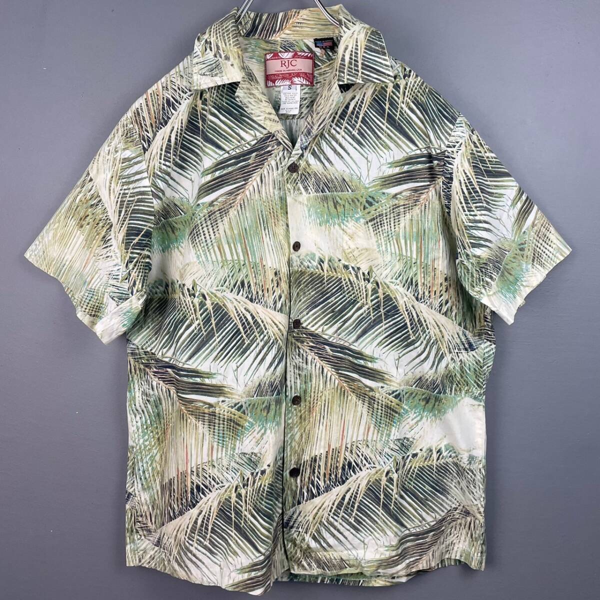 Wm697 Гаваи производства RJC Robert *J * Clancy короткий рукав гавайская рубашка Hawaiian открытый цвет . воротник общий рисунок мужской свободно 