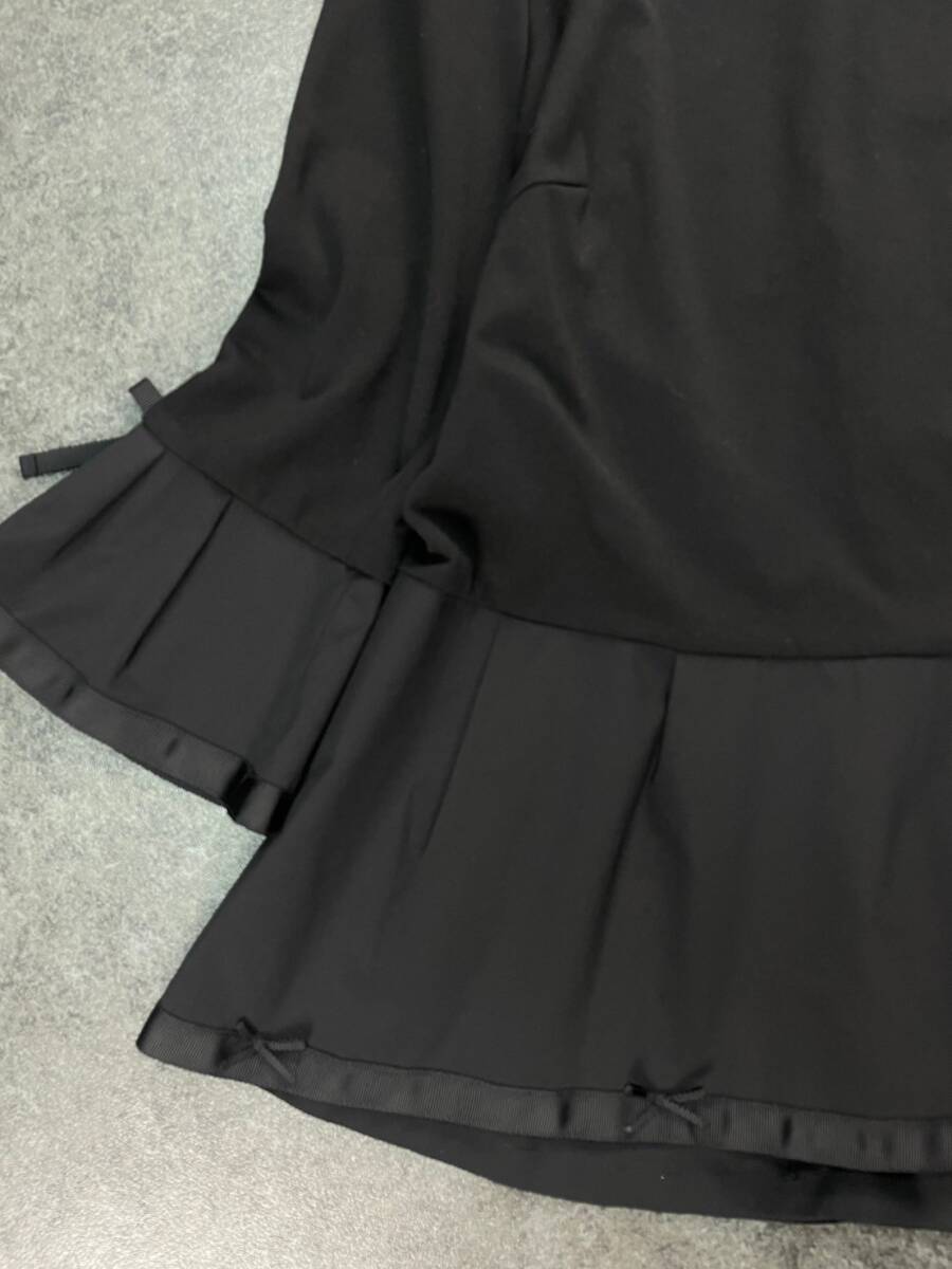 Wm703 новый товар не использовался Super Beauty super вид tio-labo- туника блуза оборка 7 часть рукав cut and sewn чёрный 40