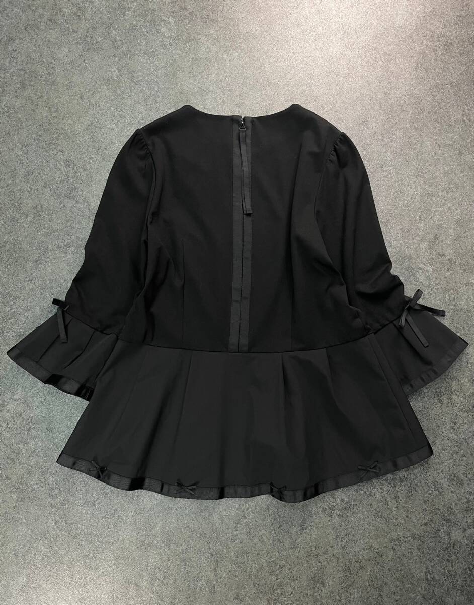 Wm703 новый товар не использовался Super Beauty super вид tio-labo- туника блуза оборка 7 часть рукав cut and sewn чёрный 40