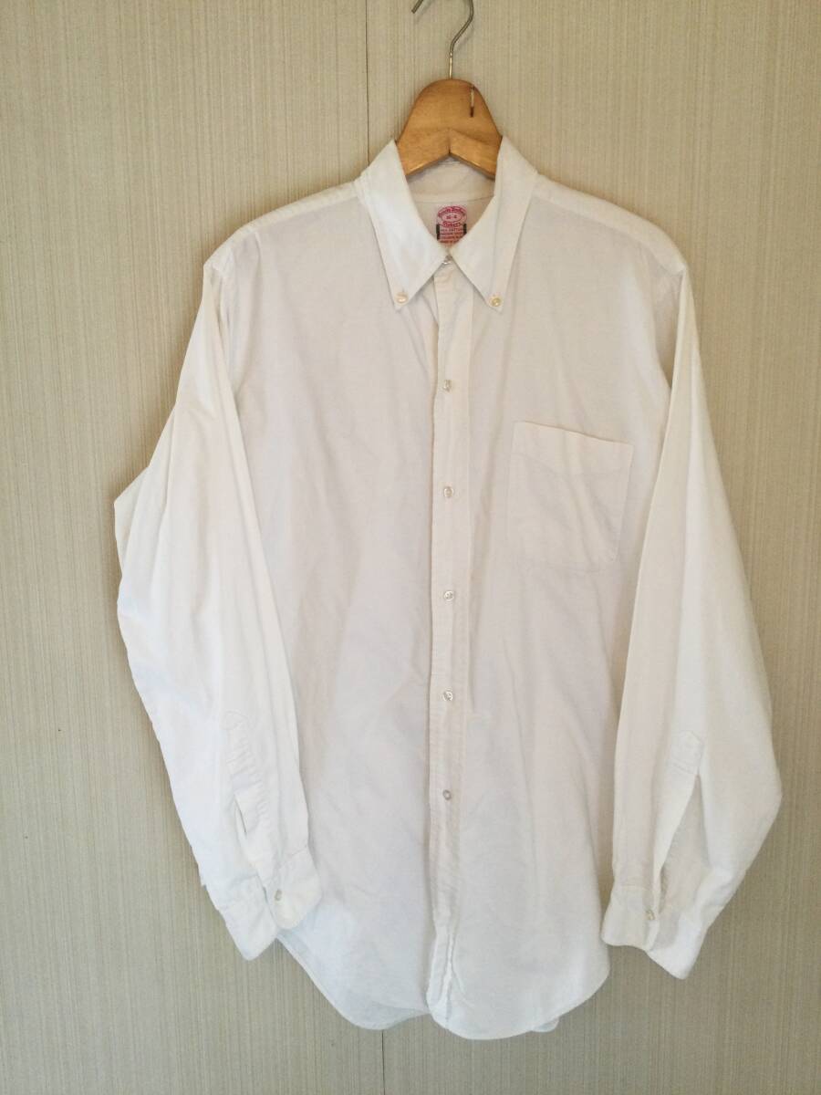 送料無料 ビンテージ ブルックスブラザーズ 6つボタン ボタンダウンシャツ ポロカラーシャツ 16-4 シャツ 米国製 コットン100%の画像1