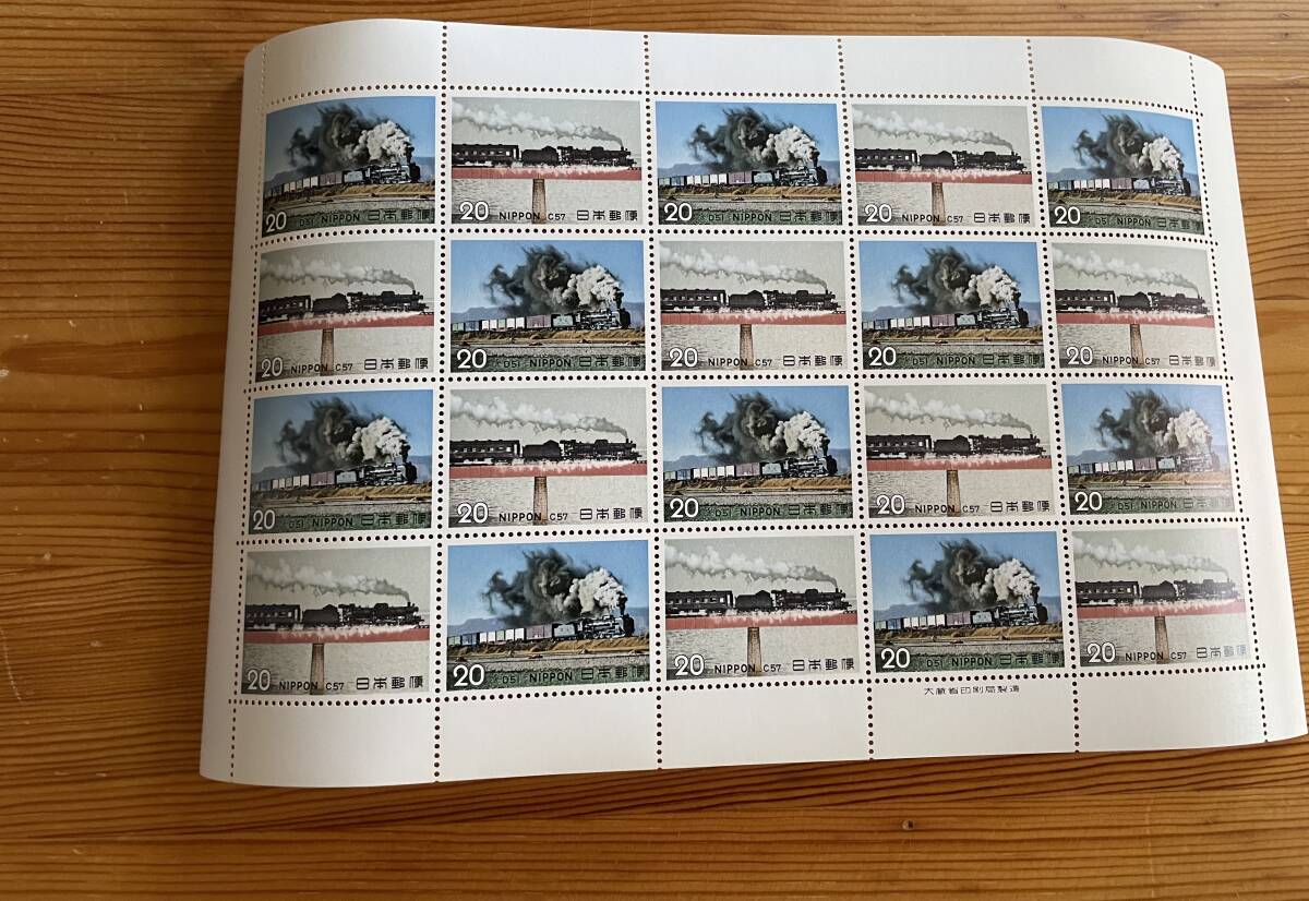 780【切手と解説書】※同梱不可　SLシリーズ第１集「D51・C57」郵便切手　20円切手（20面）1シートと解説書１枚_画像3