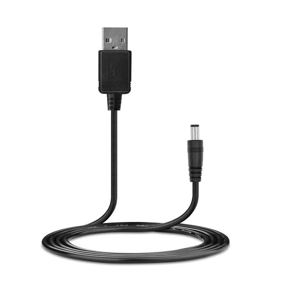 USB-A⇒DCプラグ変換ケーブル 5V/2A対応 センタープラス 外径5.5mm/内径2.1mm
