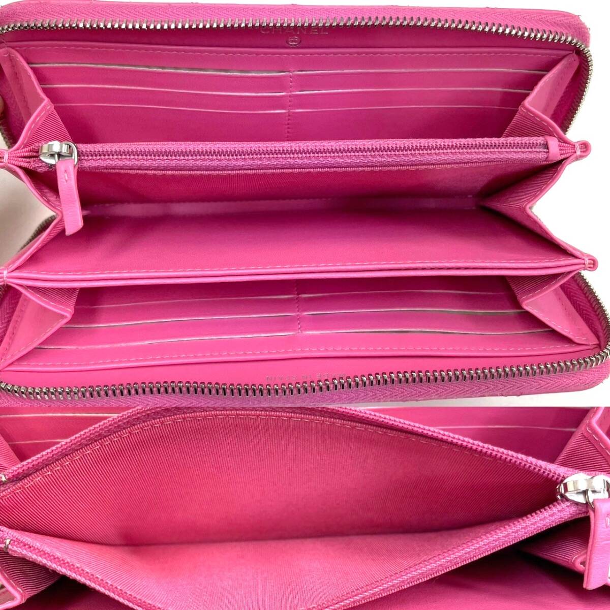 美品 シャネル 長財布 マトラッセ ラムスキン ピンク 27番台 美品 シャネル 長財布 マトラッセ ラムスキン ピンク 27番台