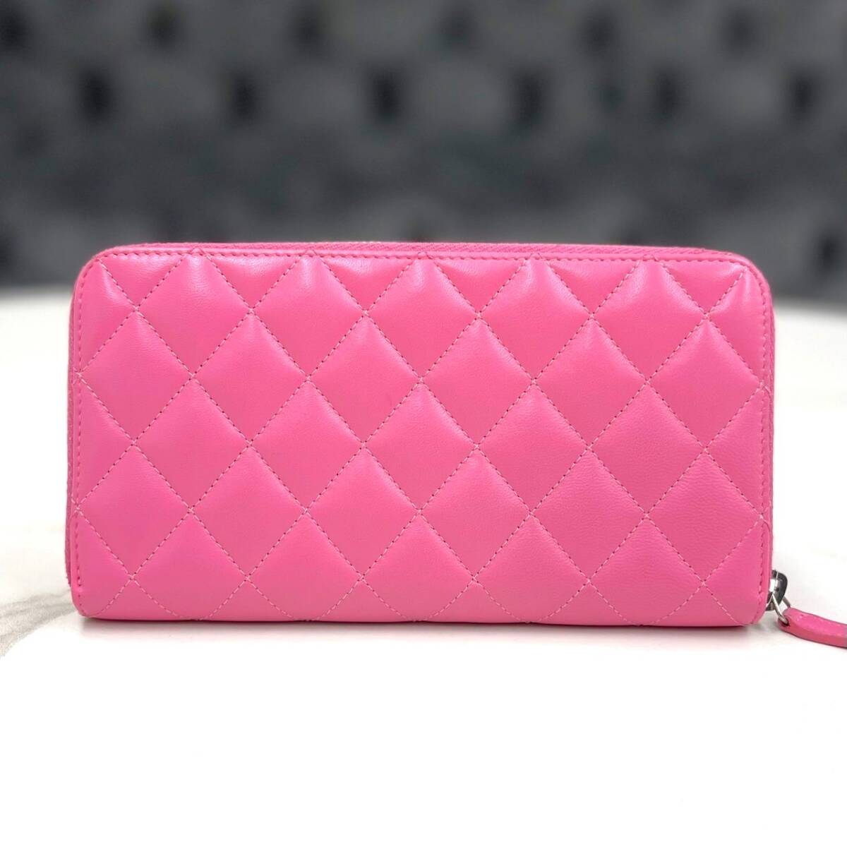 美品 シャネル 長財布 マトラッセ ラムスキン ピンク 27番台 美品 シャネル 長財布 マトラッセ ラムスキン ピンク 27番台