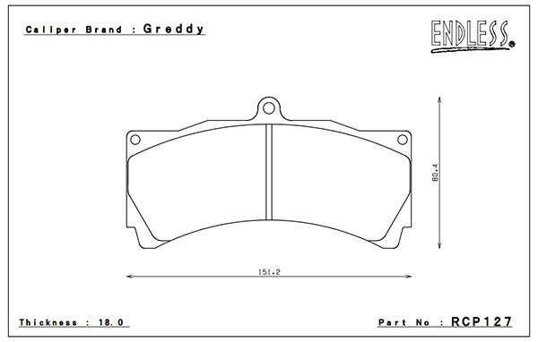 エンドレス グレッディ(トラスト)レーシングキャリパー用 ブレーキパッド NEW タイプR RCP127TRN トラスト 6pot 用 6pot_画像2