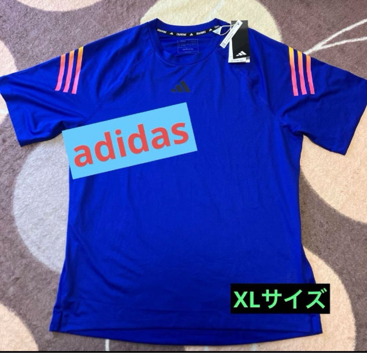 adidasアディダスIC2076 メンズTシャツ　XLサイズ　ブルー