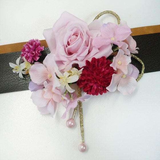 髪飾り 花 成人式 バラと菊　紐付き 結婚式 振袖 卒業式 袴 ブライダル(2)_画像1