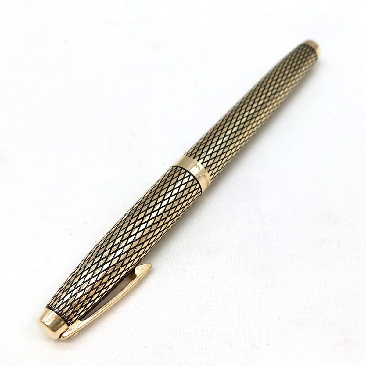 【美品】 シェーファー 万年筆 14KGF ペン先14K 585 SHEAFFER 筆記具 ペン ゴールド 金 網目模様 ヴィンテージ hgs107_画像2