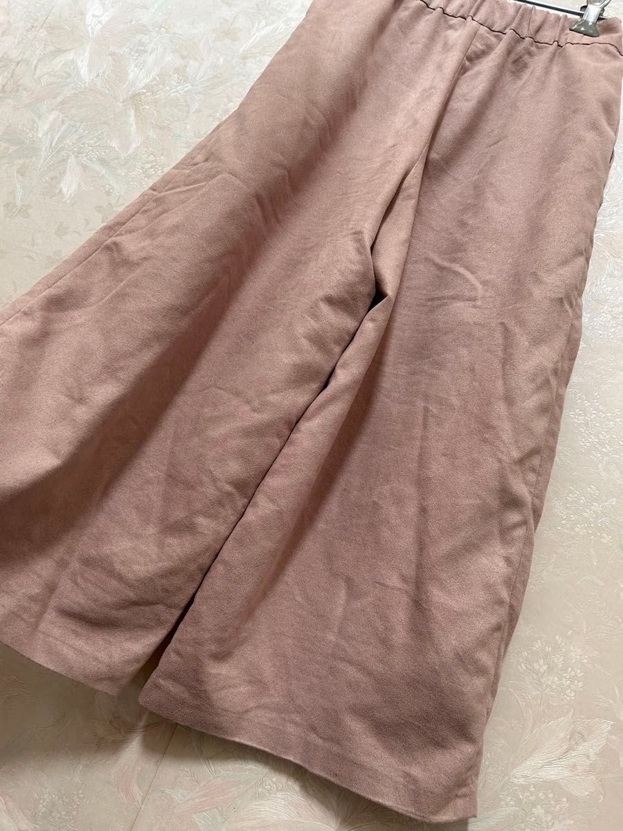 キュロット  ワイドパンツ キュロットスカート くすみピンク M 38   ロングスカート 落ち着いた優しいピンク色