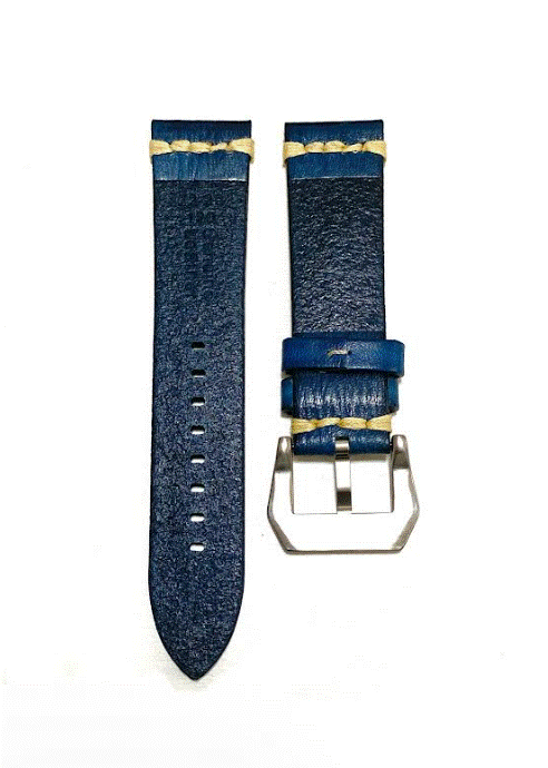腕時計 レザーベルト 22mm ブルー パネライ ルミノール 互換 本革 バンドの画像8