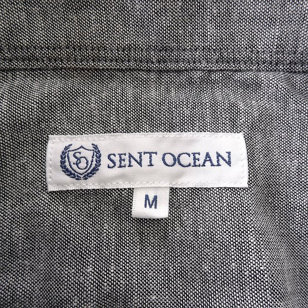 新品 セントオーシャン リネン混 シャンブレー カッタウェイ シャツ M 灰 【HJD631_11】 SENT OCEAN メンズ 春夏 長袖 サマー スラブ 綿麻の画像8