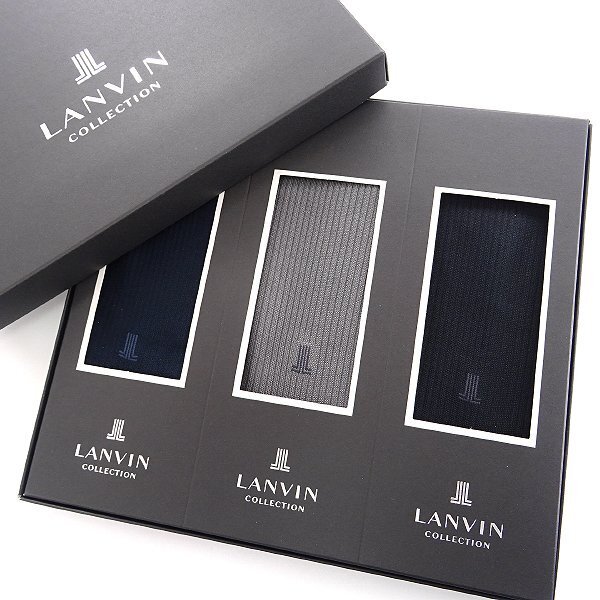 新品 ランバンコレクション 日本製 靴下 3点セット BOX 25-26cm 【3setBOX】 LANVIN COLLECTION メンズ ソックス ギフト ボックスの画像1