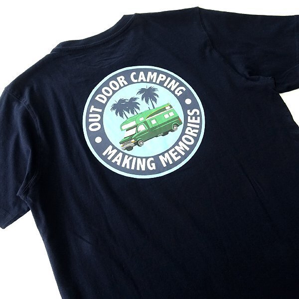 新品 キャンピングコンフォートライフ 春夏 バック プリント ポケット Tシャツ L 紺【PW9M-T112_NA】 CAMPING COMFORT LIFE 半袖_画像3