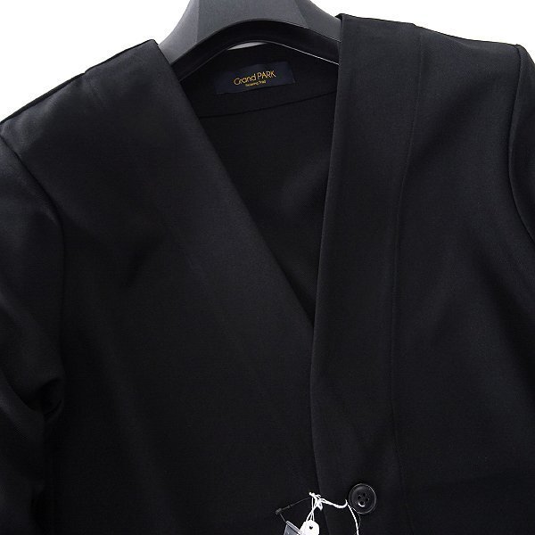 新品 Grand PARK ニコル ストレッチ ノーカラー ジャケット 46(M) 黒 【J57043】 NICOLE メンズ ブルゾン カジュアル ビジネス_画像4