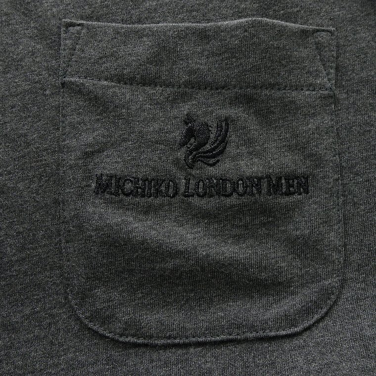 新品 ミチコロンドン 春夏 ロゴ刺繍 ポケット Tシャツ M 濃灰【ML9M-T034_DGA】 MICHIKO LONDON 半袖 コットン カットソー メンズ_画像4