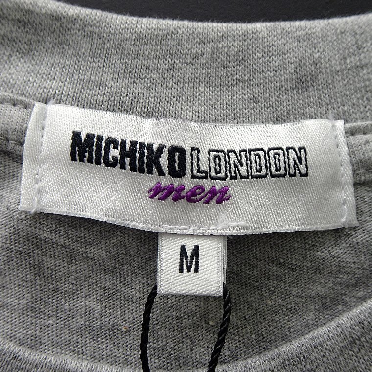 新品 ミチコロンドン 春夏 カレッジロゴ プリント Tシャツ L グレー【ML9M-T035_GA】 MICHIKO LONDON 半袖 コットン カットソー メンズ_画像8