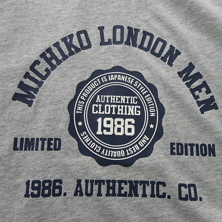 新品 ミチコロンドン 春夏 カレッジロゴ プリント Tシャツ L グレー【ML9M-T035_GA】 MICHIKO LONDON 半袖 コットン カットソー メンズ_画像5