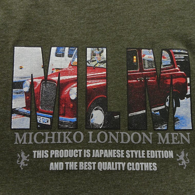  новый товар Michiko London весна лето Classic машина принт футболка LL хаки [ML9M-T036_DGE] MICHIKO LONDON короткий рукав хлопок cut and sewn мужской 