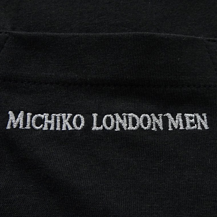 新品 ミチコロンドン 春夏 バックプリント ポケット Tシャツ L 黒【ML9M-T037_BK】 MICHIKO LONDON 半袖 コットン カットソー メンズ_画像7