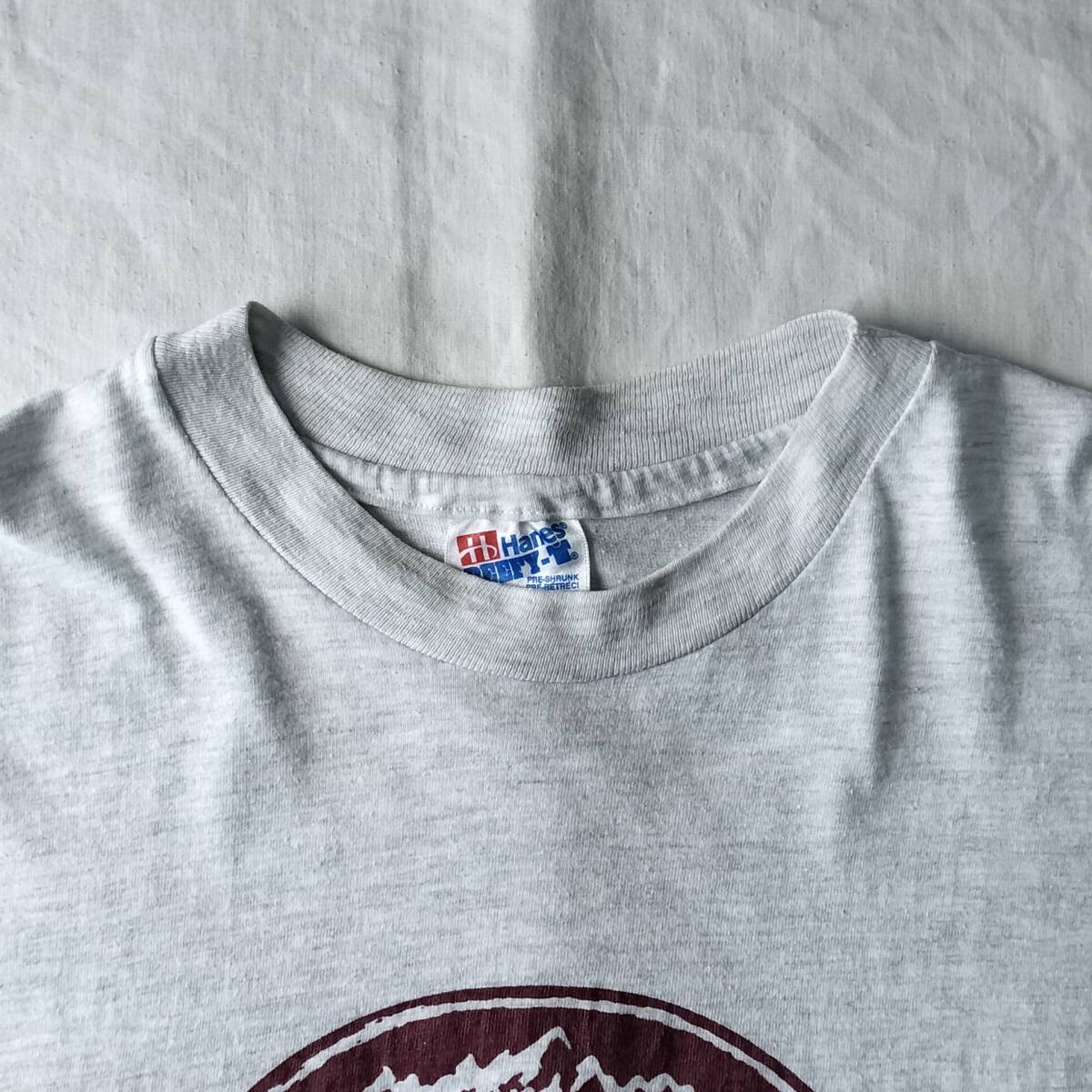1990's MADE IN USA アメリカ製 Hanes プリントTシャツ ヴィンテージ グレー 表記Lサイズ 希少の画像3