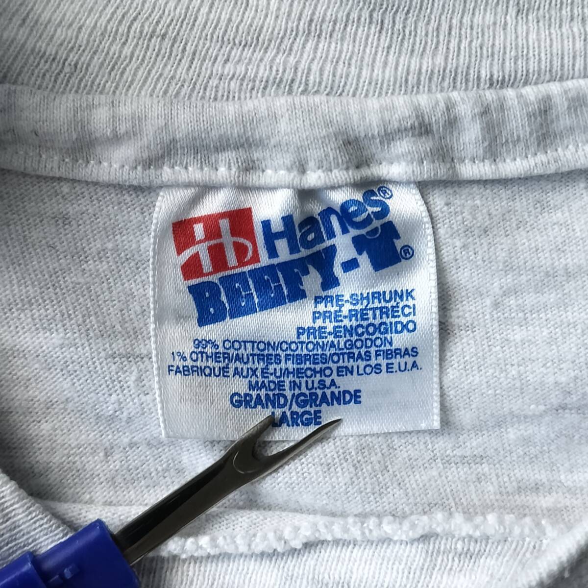1990's MADE IN USA アメリカ製 Hanes プリントTシャツ ヴィンテージ グレー 表記Lサイズ 希少の画像10