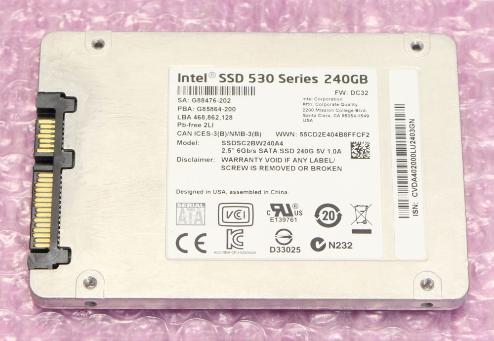 Intel 530 Series 2.5インチ SSD MLC 240GB SSDSC2BW240A4 SATA 6Gb/s 7mm_画像4