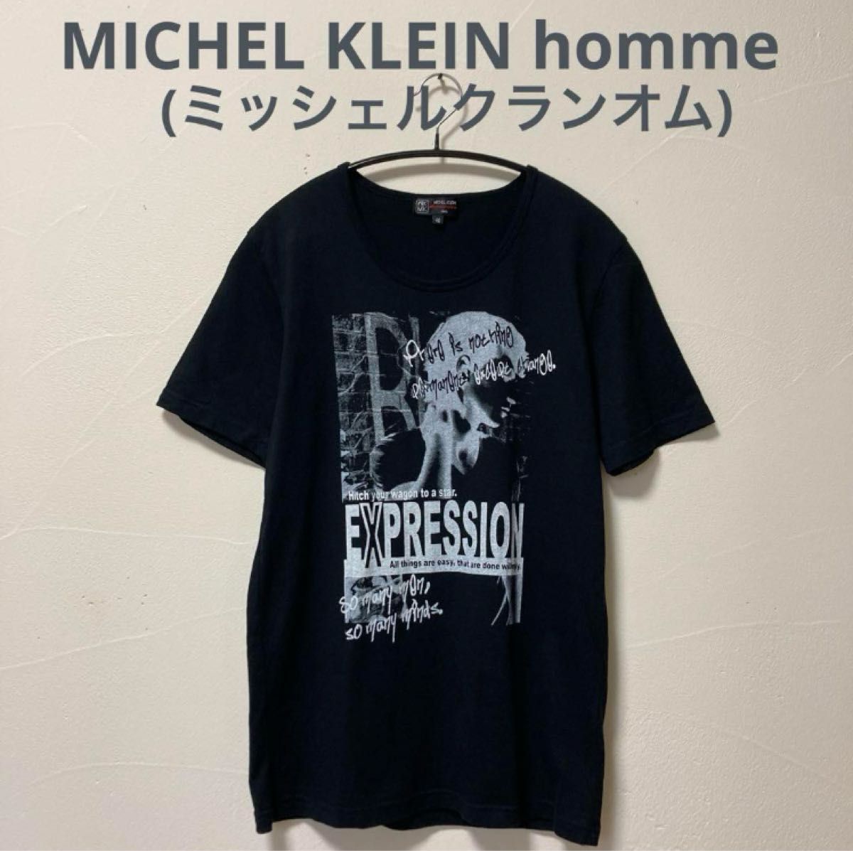 MICHEL KLEIN homme(ミッシェルクランオム)UネックTシャツ　黒