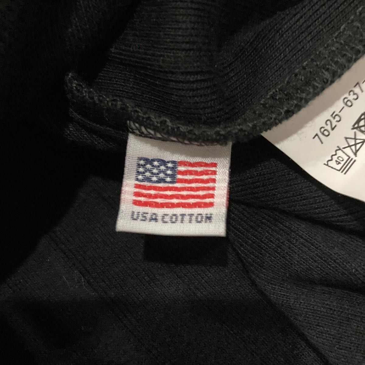coen(コーエン)USAコットンハイネックフレンチスリーブワイドリブTシャツ黒