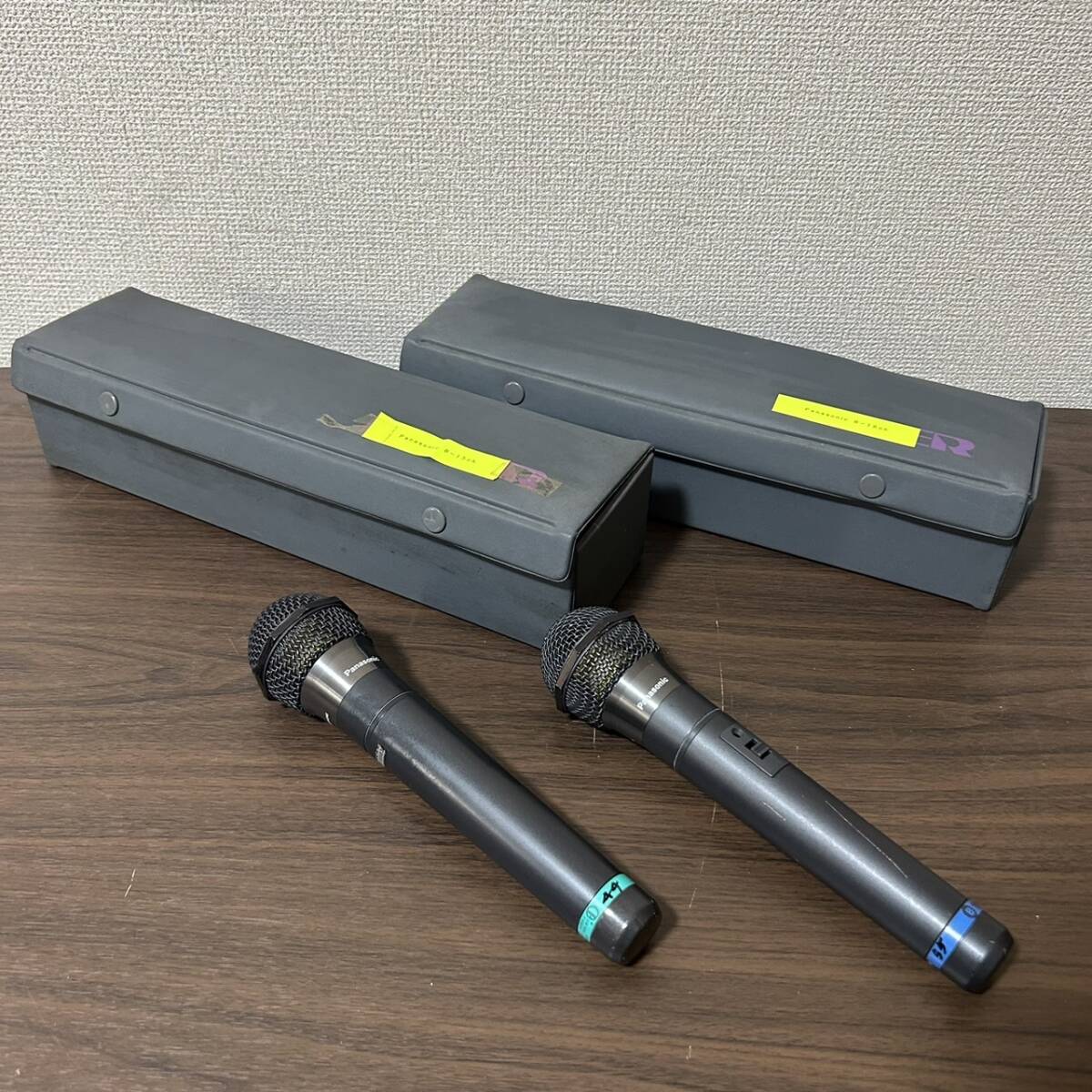 Panasonic WX-3200 ブラック 黒 2本 パナソニック ワイヤレス マイク CARDIOID DYNAMIC WIRELESS MICROPHONE 松下通信工業 動作未確認_画像1