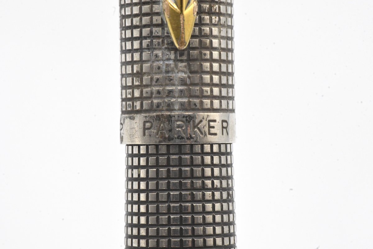 パーカー PARKER 75 万年筆 スターリングシルバー 格子 SV925 フラットトップ 0目盛り 14K 20793929_画像8