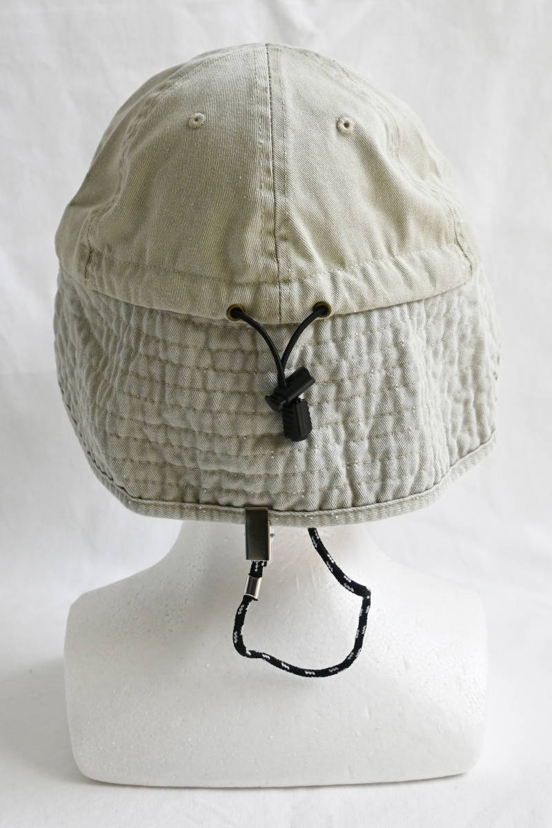 即決【Mega Cap from USA】juniper cotton twill cap with flap/フリーサイズ/putty/ピグメント フラップ キャップ/激レア (vt-234-6)、_サイズ調整可能なドローコード付き