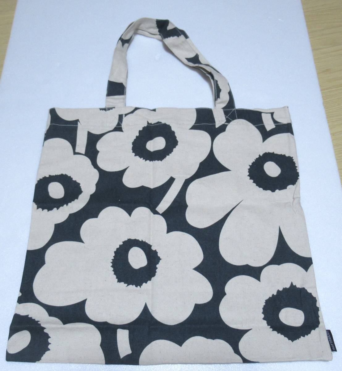 ★marimekko マリメッコ トートバッグ 生成り ダークグリーン フィンランド 北欧雑貨 コットンリネン エコバッグ_画像4