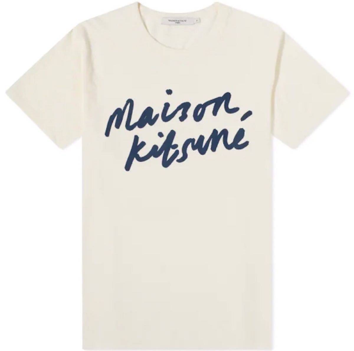 ★メゾンキツネ Maison Kitsune Mサイズ 半袖 Tシャツ ロゴ 男女兼用 ホワイト_画像1