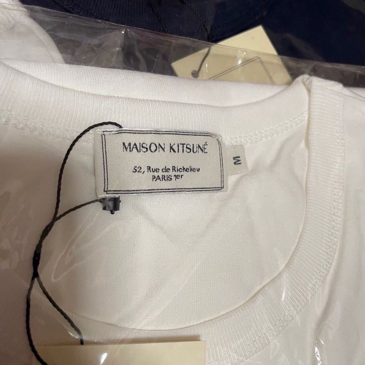 ★メゾンキツネ Maison Kitsune Mサイズ 半袖 Tシャツ ロゴ 男女兼用 ホワイト_画像2