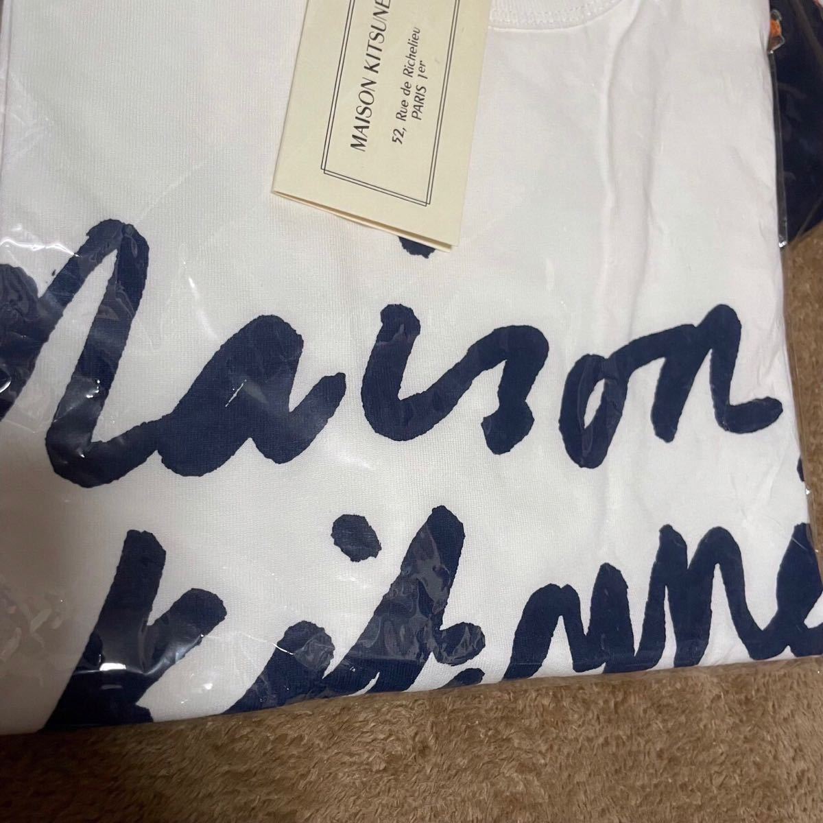 ★メゾンキツネ Maison Kitsune Mサイズ 半袖 Tシャツ ロゴ 男女兼用 ホワイト