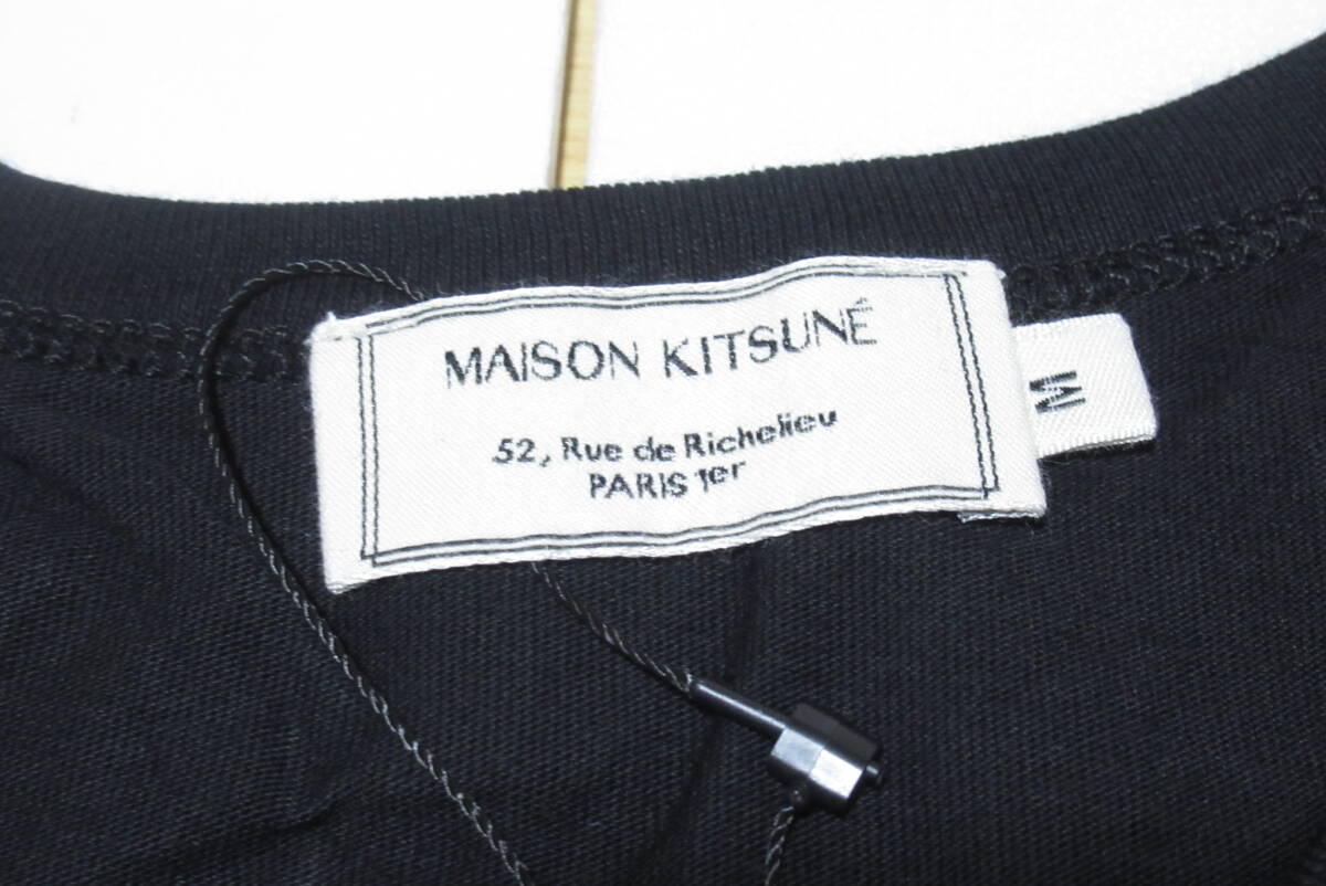 ★メゾンキツネ Maison Kitsune Mサイズ 半袖 Tシャツ ロゴ 男女兼用 ブラック チラックス
