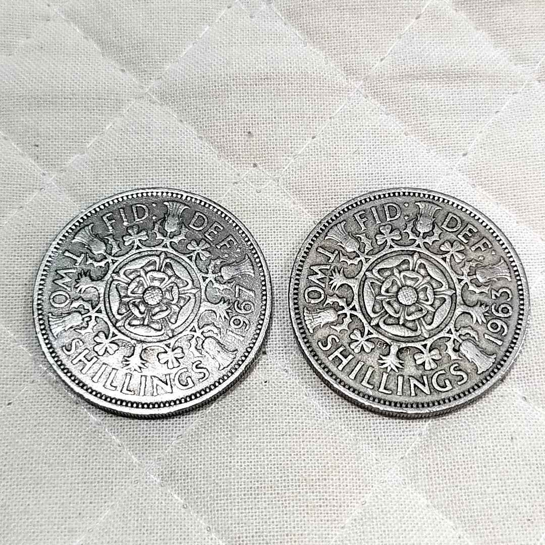 イギリス　硬貨　5枚　2シリング硬貨×2　5ペンス硬貨×4　エリザベス2世_画像2