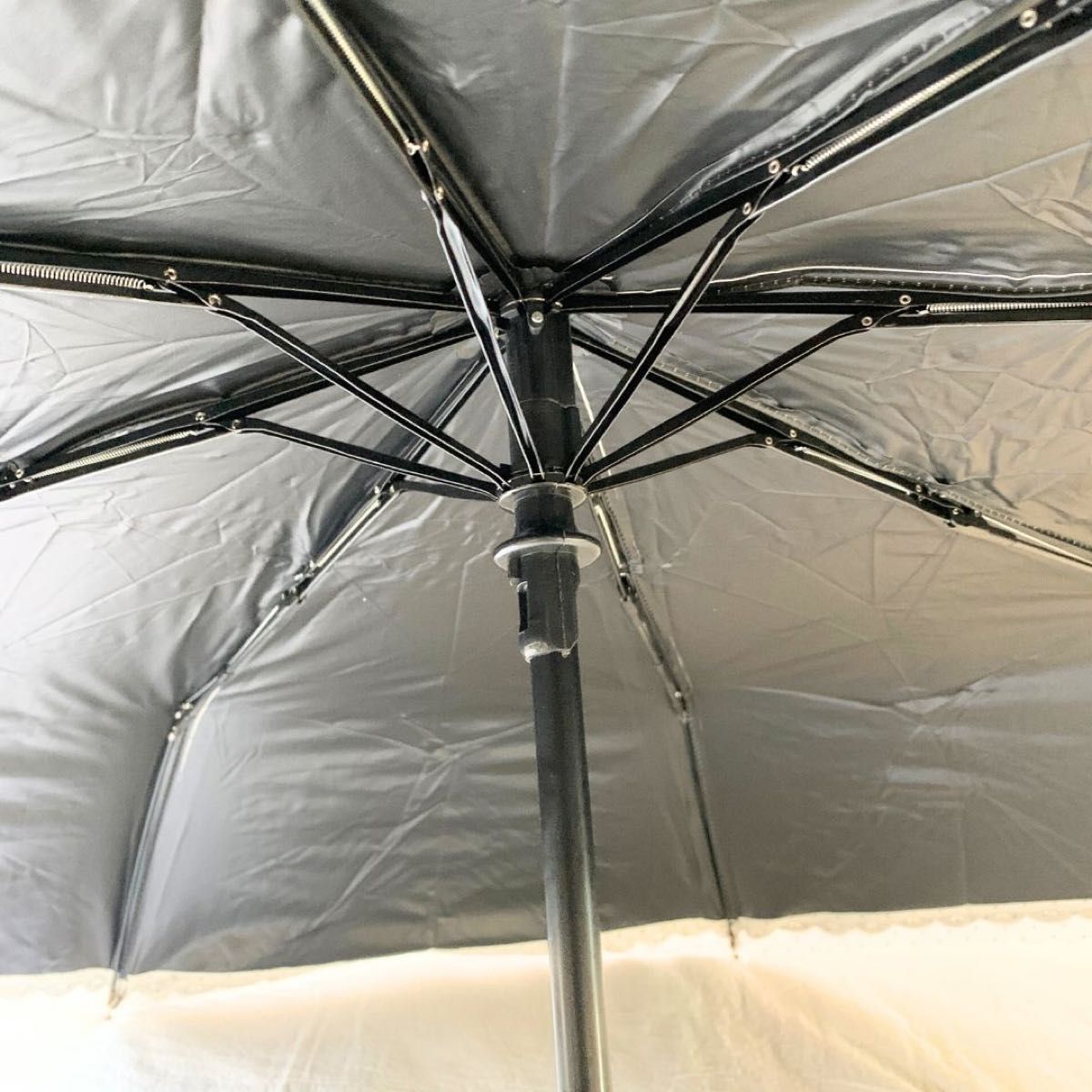晴雨兼用日傘　ホワイト　UVカット　三つ折り　おしゃれ　可愛い 日傘 軽量 折りたたみ傘　レース　自動開閉　紫外線予防　白