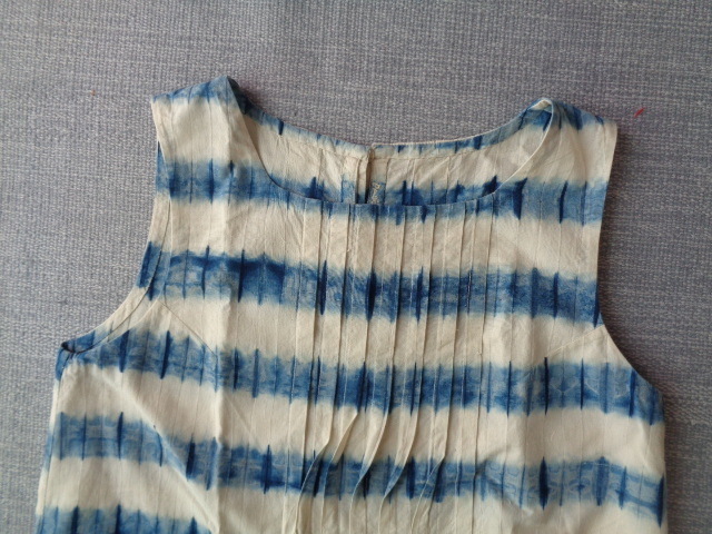 ●45rpm　バドウアール　藍染めタックチュニックシャツ　有松絞り　ボーダー_画像3